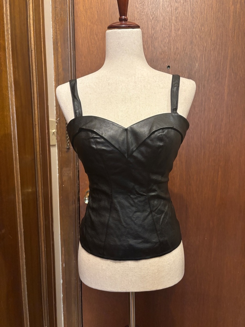 Vixen by Micheline Pitt Black Faux Leather Maneater Top